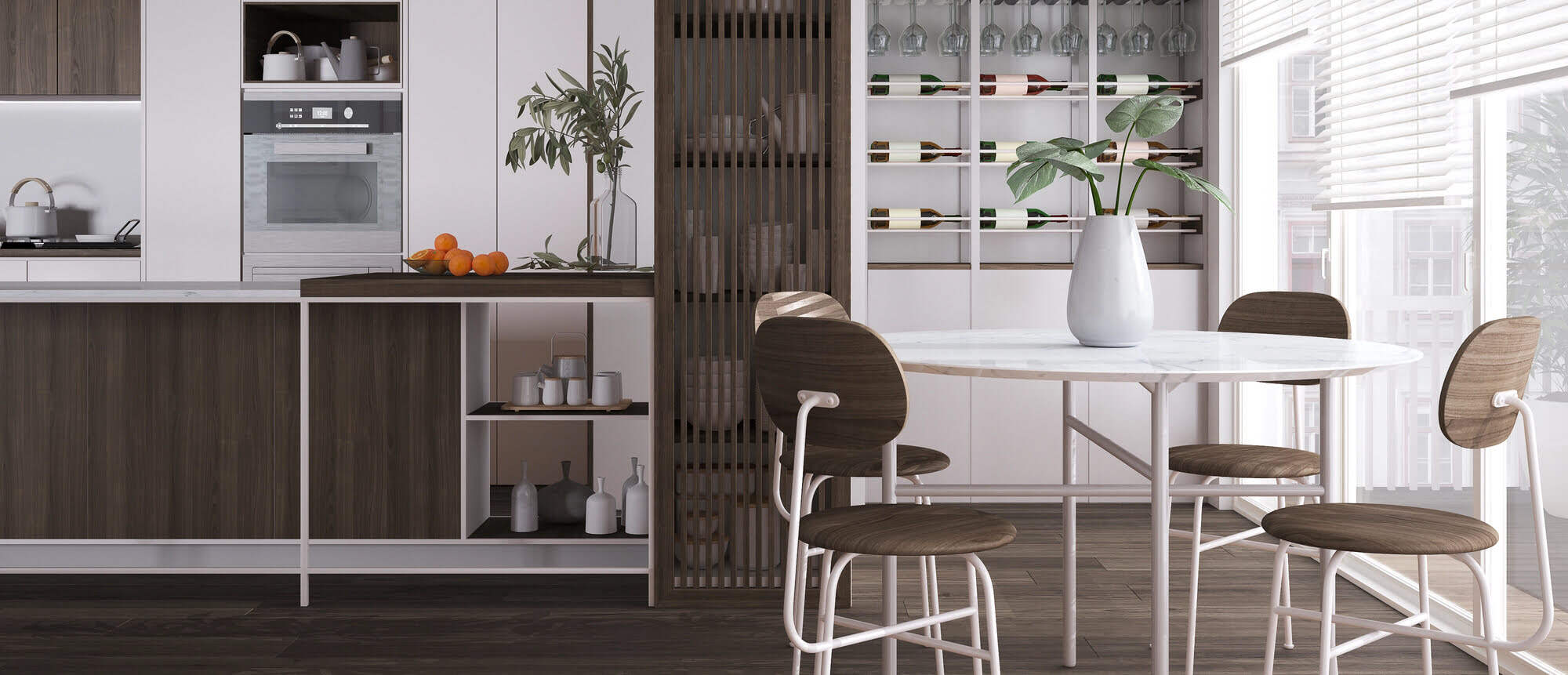 Dunkles Parkett für den Küchenboden